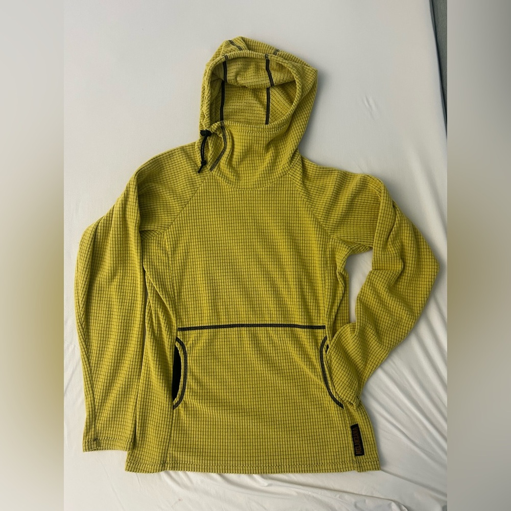 Melanzana Hooded Waffle Pullover - Chartreuse Yellow